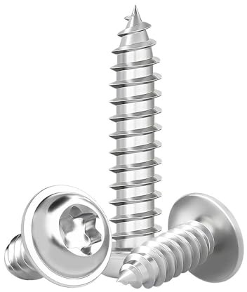 MIETONG M3 Tornillos Autorroscantes Torx - Plateado Tornillos para Madera con Arandela Tornillo de Cabeza Redonda Rosca Completa, M3 x 20mm, 20 Piezas