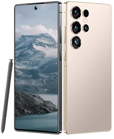 Smartphone L25 Ultra Écran Super-V FHD+ de 7,3 pouces, batterie de 7000 mAh, 8 Go de RAM + 256 Go de ROM, appareil photo 108 MP + 64 MP, processeur 10 cœurs, Android 14 5G double SIM Champagne Gold