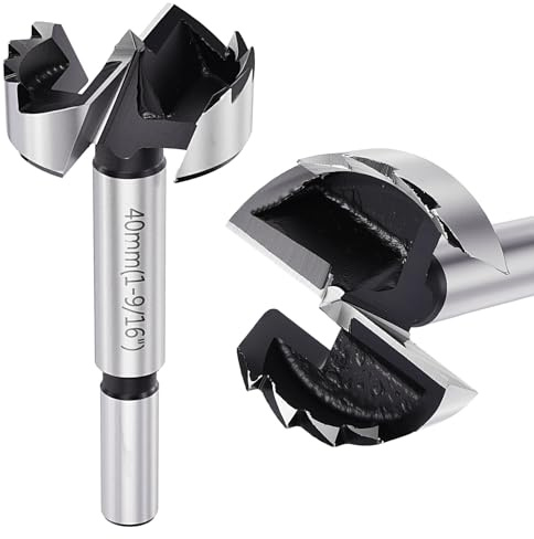 DTGN 40mm Forstner Drill Bit 1-9/16 Multi-Tooth Carbon Steel 1Pack Silver | Good for Wood Plastic Plywood Woodworking Hole Saw Cutter with Round Shank