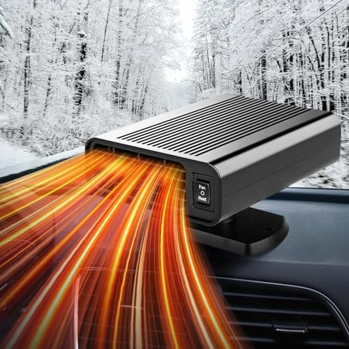 Car Heater for Vehicle, 12V Portable Car Heater Plug in Cigarette Lighter, 2 in 1 Fast Heating Defrost Defogger, 360 °Rotatable Windscreen Defogger Window Defroster for Car, Trucks, SUV
