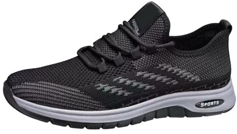 Tränare herr sommar Slip On Mesh träningsskor lätta sportskor snörning ortopedisk arbetssko andningsbara halkfria vardagliga skor utomhus bekväma sneakers för löpning promenader, Svart, 39.5 EU