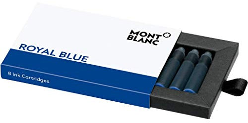 Montblanc Tintenpatronen Royal Blue 105193 – Löschbare Tinte für Füllfederhalter Königsblau – 1 Schachtel à 8 Füllerpatronen