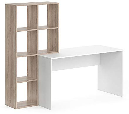 Vicco Schreibtisch Mara, Arbeitstisch für das Büro, Sonoma/Weiß, 59 x 166.8 cm