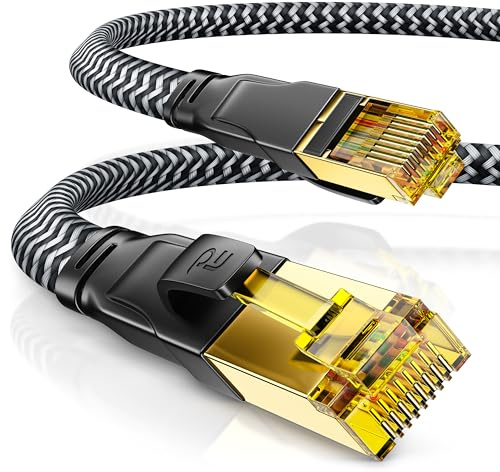 CSL - 10m CAT 7 Netzwerkkabel Flach und Dünn - Lan Kabel für 10 Gigabit High Speed, Internetkabel, Flachbandkabel, Verlegekabel - 10 Gbps Cat.7 RJ45 Kabel für Switch Router Modem PC, 10 Meter Schwarz