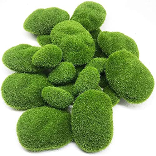 Musgo Artificial, 10 Piedras Artificiales Decorativas, Musgo Artificial Manualidades, 5 Diferentes Tamaño, Musgo Bolas de Musgo Verde para Decorar Macetas Casas de Muñecas Jardín de Hadas y Maquetas