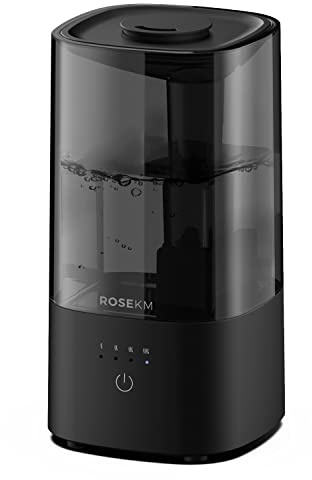 ROSEKM Humidifiers for Bedroom, 2.0L Cool Mist Humidifier for Home Plant and Baby Nursery, Quiet Ultrasonic Humidifier with 360° Nozzle, Auto Shut-Off, Filterless, Black