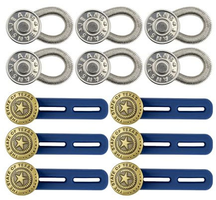 Your Day Mate Set de 12 paquets, avec bande en silicone et ressort métallique, pour femmes et hommes, pour jeans, pantalons, pantalons de costume, jupes, extension de pantalon grossesse