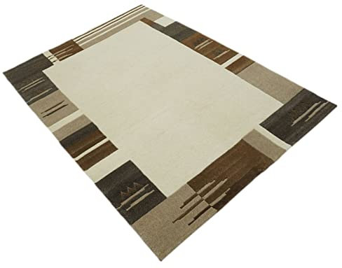 Beige Compatible with Braun Nepal Teppich Handgeknüpft 100% Wolle Orientteppich 140X200 cm N772
