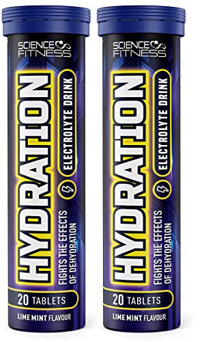 Hydration Tablets with Electrolytes by Science Fitness - Rehydration Effervescent with Electrolytes & Added Vitamins -20 Tablets (2 Tubes)