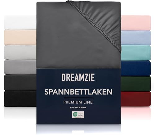 Dreamzie - Spannbettlaken 90x200cm | Mikrofaser Weich – Für Dicke Matratzen – Oeko-Tex | Komfort, Atmungsaktivität, Pflegeleicht – Dunkelgrau