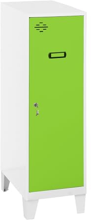 Simon Rack Taquilla Vestuario Pequeña 1015x400x500 mm - Simonlocker | Incluye Pies, Pintura anticorrosión, Ranura de ventilación y etiquetador, Blanco/Verde