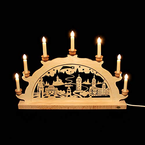 Holz Schwibbogen Lichterbogen aus dem Erzgebirge - Motiv: Chemnitz (50 cm)