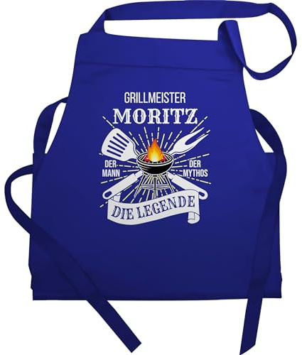 Geschenk mit Namen personalisiert by Shirtracer - Schürze - Grillschürze Herren Männer - Grillmeister Der Mann Der Mythos Die Legende mit Name - Lustiges Geschenk Grillen Papa Vatertag Geburtstag