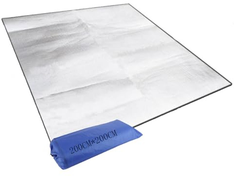VIDETOL Alu Isomatte Schaummatten, 200 x 200 cm Isoliermatte Isolierdecke, Faltbare Schlafmatte für Camping, Zeltmatte Bodenmatte, Wasserdicht Thermomatte für Strand, Picknick, Camping
