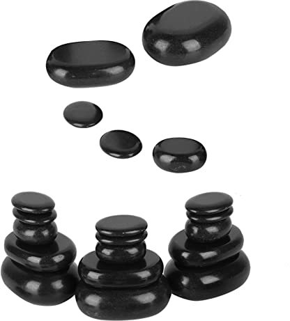20Pcs/Set Massage Stones,Hot Rock Massages, Hot Spa Black Basalt Oval Shape Stone Hot Stones for Massage for Essential Oil Pedicure Massage Body Relaxation