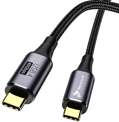 Reagle Cavo AV 1 m USB-C 4.0 8K THUNDERBOLT 4 PD 100W 40Gb USB C 8K 60Hz 4K 120Hz Power Delivery QC nylon intrecciato cavo di ricarica rapida