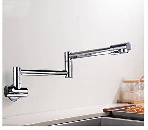 Universal Splash Filter Aerator Black Rotated Kitchen Sink Cold Water Tap Faucet Solid Brass Basin Sink Swivel Faucets Wall Mounted Pot Filler Faucet Multifunctional Robotic Arm (Chrome Polish B Q)
