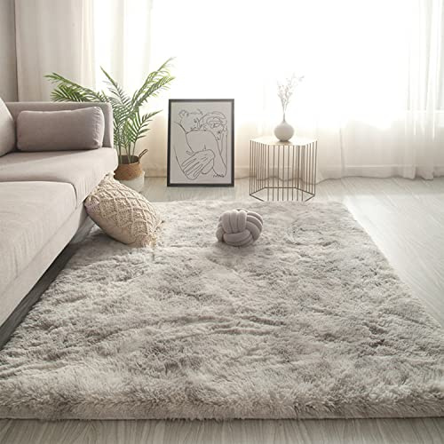 Swsen Teppich Wohnzimmer Super Weich - Shaggy Teppiche Flauschig Anti-Rutsch Unterseite - Moderner Carpet Waschbar Langflor Hochflor Teppiche 50x120cm, Grau