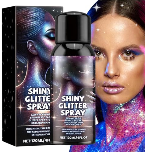 Joberio Body Shimmer, Laque à paillettes - Spray corporel à paillettes pour le visage - Paillettes pour cheveux avec spray pailleté pour cheveux, spray scintillant pour le corps pour les