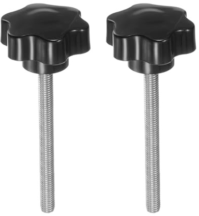 QUARKZMAN 2 Stück Rändelschrauben mit Sterngriff M8 x 100mm x 46mm Sterngriffschraube Kunststoff Knopf Edelstahl 304 Gewindebolzen Klemmschraube Sterngriffmutter Klemmknopf für Maschine