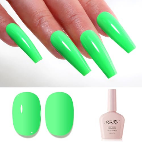 Imtiti Green Gel Nail Polish, Pastel Green Gel Polish High Gloss Soak Off UV LED Nail Gel Polish Spring Summer Gel Polish Nail Art Manicure Salon DIY Design Gel Nail Kit 10ml