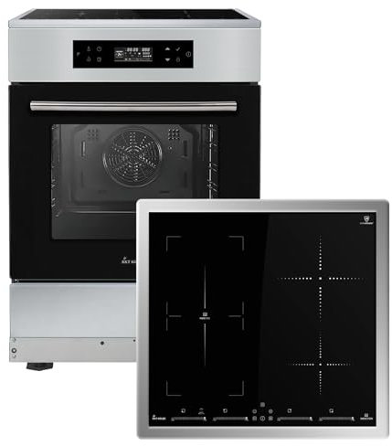 Cocina independiente set 60 cm horno empotrado 58 cm placa de inducción zonas flexibles aire caliente temporizador automático vidrio aislante térmico seguridad infantil control táctil SH6313IND