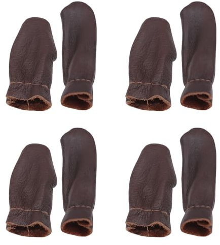 Fingerschutz aus Leder zum Nähen, Sticken, Stricken und Häkeln, bequeme Fingerhüte für Handarbeiten, Nadelfilzen und Handarbeiten (zufällige Farben), 4 Paar