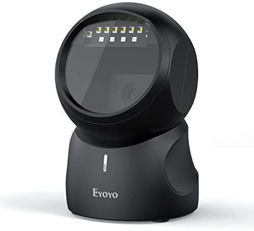 Eyoyo QR 2D Barcode-Scanner, Freisprecheinrichtung Omnidirektionale automatische Abtastung Scannen USB Desktop Barcode-Scanner, kabelgebundene Barcode-Leser Bildschirm Scannen für Supermarkt Einzelhan