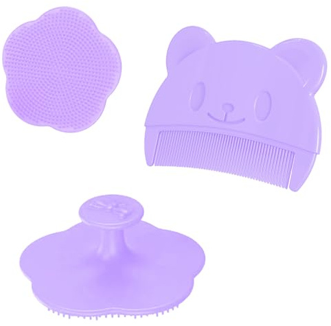 2 Cepillo de Ducha Bebe,Cepillo Costra Láctea Bebe, Masaje del Cuero Cabelludo, Peine Bebe Adecuado para Recién Nacidos,Bebés (Púrpura)