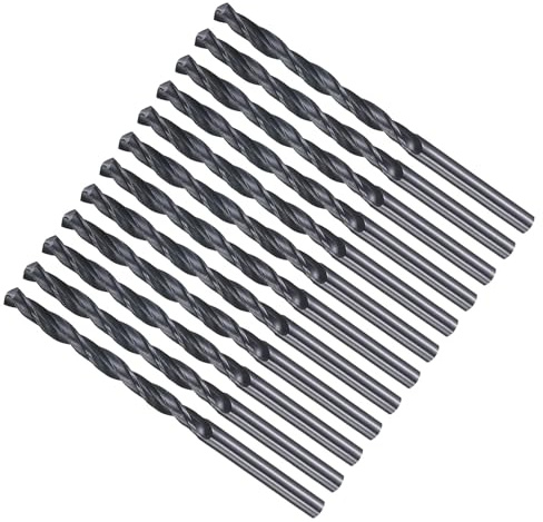 METALLIXITY 12pz Punta da Trapano 4,7mm Gambo Dritto Nitruro Nero 118° | Acciaio ad Alta Velocità 4241 HSS, per Legno Plastica Ferro Rame Alluminio Metallo Morbido Basso