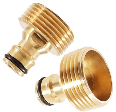 2 adattatori per attacco rapido da 1 pollici, filettatura esterna in ottone, adattatore per rubinetto per tubo da giardino, filettatura e sistema di irrigazione, accessori robusti per giardino