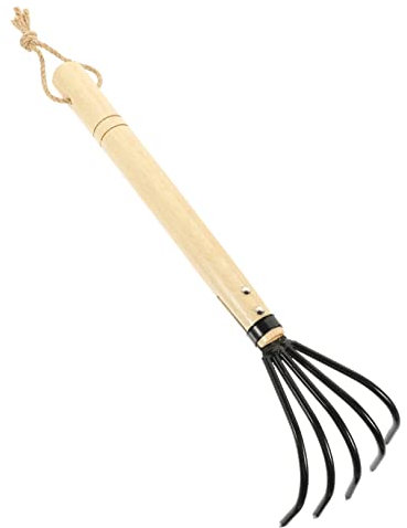 Toddmomy Rastrello Per Vongole Denti Rastrello Artiglio Manico in Legno Attrezzo Per Scavare Conchiglie e Allentare Terreno Per Piccoli Giardini e Spiagge