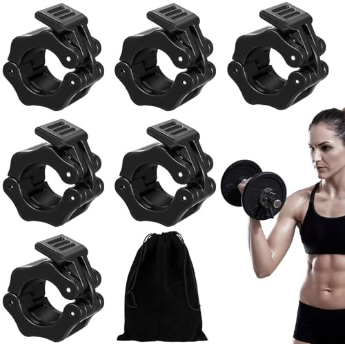 6 Stück Hantelverschlüsse 30mm Schnellverschluss, Langhantel Verschluss, Hantelstangen Verschluss Hantel Langhantel Klemmen, Barbell Clamps Kragen Clips für Gym Workout Gewichtheben Training Fitness