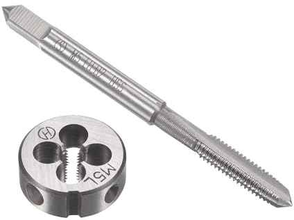 TA-VIGOR M5 x 0,8 mm metrischer Linksgewindebohrer und Schneideisen-Set, Maschinengewindebohrer mit rundem Gewindeschneider, robustes Gewindebohrer- und Schneideisen-Set für Heimwerker, Reparatur
