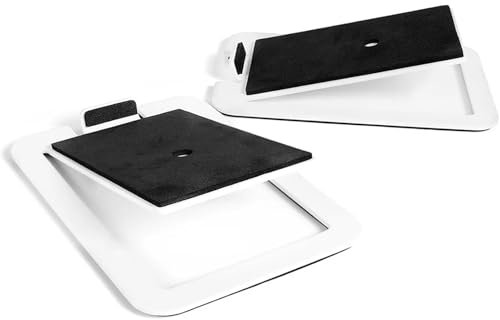 SUBLXPoten Lautsprecher Ständer 2 Stück geneigte Desktop-Lautsprecherständer aus Metall for mittlere Regallautsprecher, Studiomonitore Boxenständer(White)