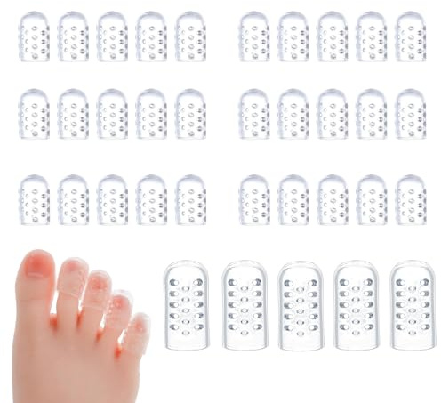 35 Pcs Gel Toe Protectors, Silicone Toe Protectors for Women Men, Breathable Big and Little Caps for Running, Walking, Prevent Blister, Corn, Calluses, Prevent Friction Injury, Pain Relief