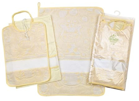 Set Asilo Tre Pezzi Ricamabile MELMAN: Bavaglino con Elastico, Asciugamano, Sacchetto - Made in Italy (GIALLO)