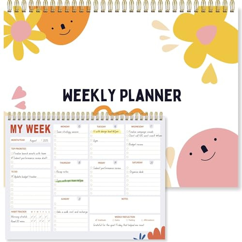 Pinkify It Undated Weekly Planner Notepad, 8.5 x11, Colorful Smiles