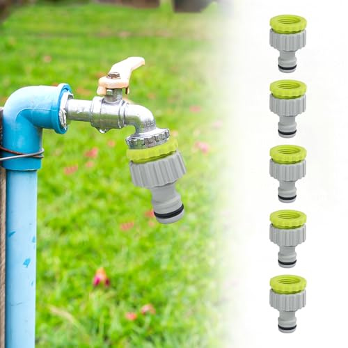 5 Pièces 2-en-1 Adaptateur Robinet Tuyau Arrosage, Embout Tuyau Arrosage, 1/2” et 3/4”Connecteur de Robinet de Jardin Raccord de Robinet, Raccord Tuyau D'arrosage, Adaptateur Tuyau Arrosage