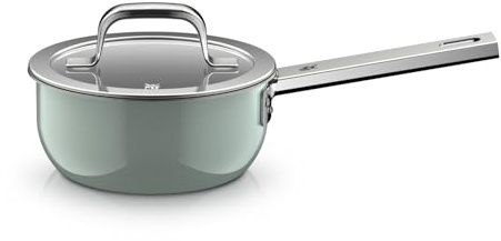 WMF Fusiontec Mineral Pro, Stielkasserolle mit Deckel 16 cm, langlebiges, kratzfestes Material, kleiner Topf, für alle Herdarten geeignet, Made in Germany, Eucalyptus Haze, 0519825290