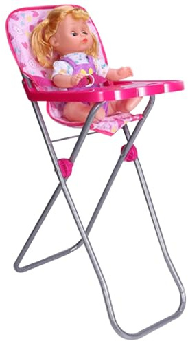 Mobili per bambole, seggiolone per bambole con vassoio Simulazione Seggiolone regolabile in miniatura Mobili pieghevoli per giochi di finzione, No