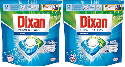 Dixan Power Caps Classico, Detersivo Lavatrice in Capsule, Confezione da 88 PZ