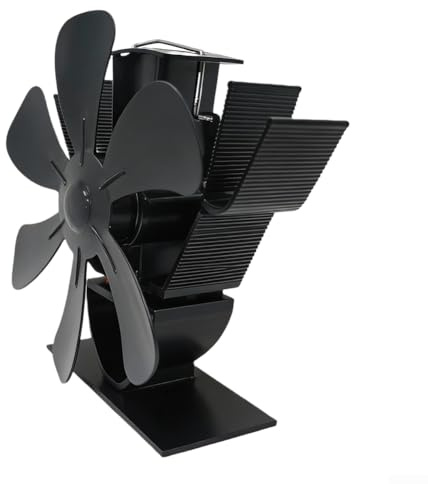 5-Blade Heat Powered Fireplace Blower Fan, Portable Wood Stove Heater Fan, For Outdoor Camping And Ice Fishing(Black)