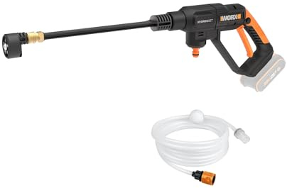WORX WG621E.9, Akku-Hochdruckreiniger 20V ohne Akku & Ladegerät, PowerShare | 24 bar, 185 l/h, selbstansaugend, 5 Sprühmodi Dank 5-in-1 Düse und 5m Schlauch