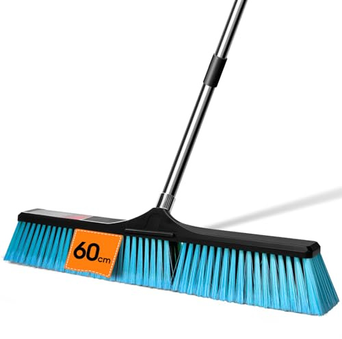 MASTERTOP Balai Brosse Extérieur 60 cm, Manche INOX 145 cm - Bleu