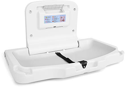 TCBunny Wall-Mounted Baby Changing Station Horizontal Diaper Changing Table with Safety Straps White