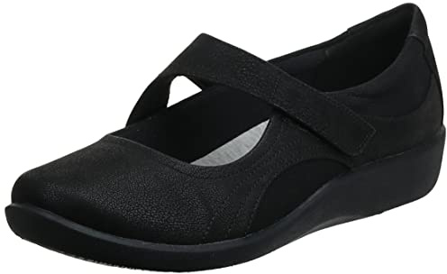 Clarks womens Sillian Bella Mary Jane Flat, Black, 7 Wide US
