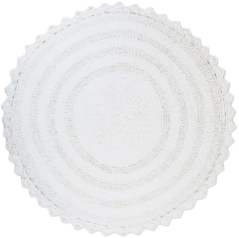 DII Crochet Collection Badematte, wendbar, rund, 70 cm Durchmesser, Weiß