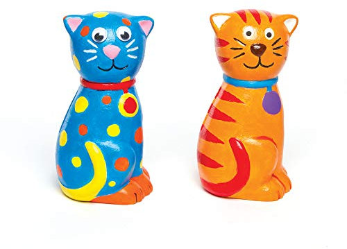 Baker Ross AG761 Ceramic Cat Coin, Piggy Banks For Kids To Paint, Decorate and Display, Assorted, (Pack of 2)