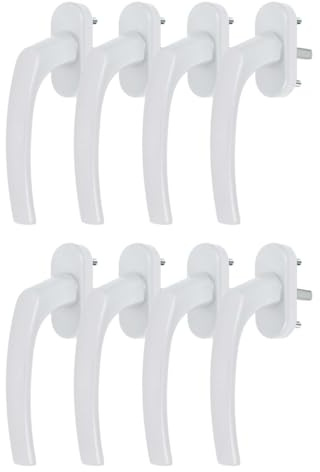 8 x Alu Fenstergriff in Weiß RAL 9016 - Stiftlänge 45mm